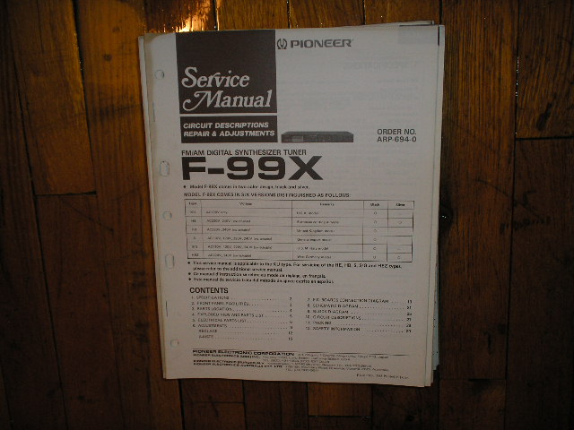 F-99X Tuner Service Manual  Pioneer