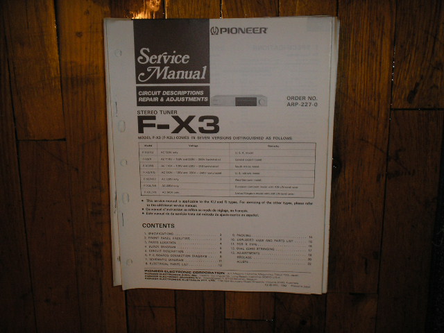 F-X3 Tuner Service Manual  Pioneer