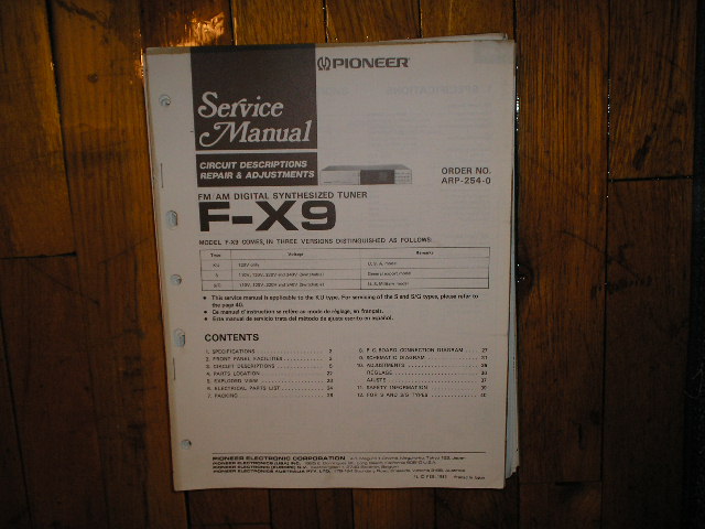 F-X9 Tuner Service Manual  Pioneer