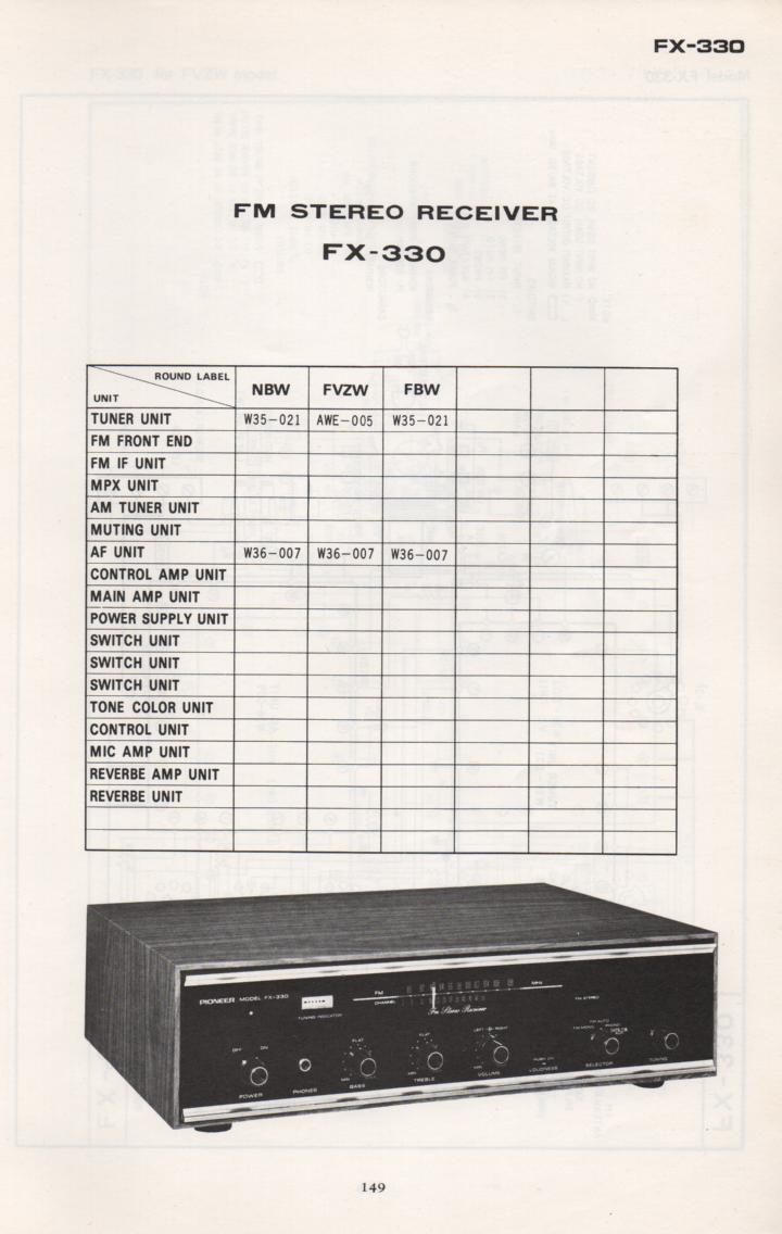 FX-330 Schematic Manual Only.  It does not contain parts lists, alignments,etc.  Schematics only