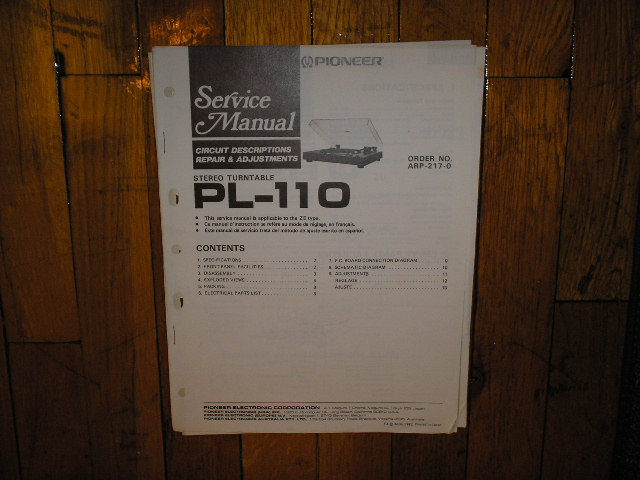 PL-110 Turntable Service Manual