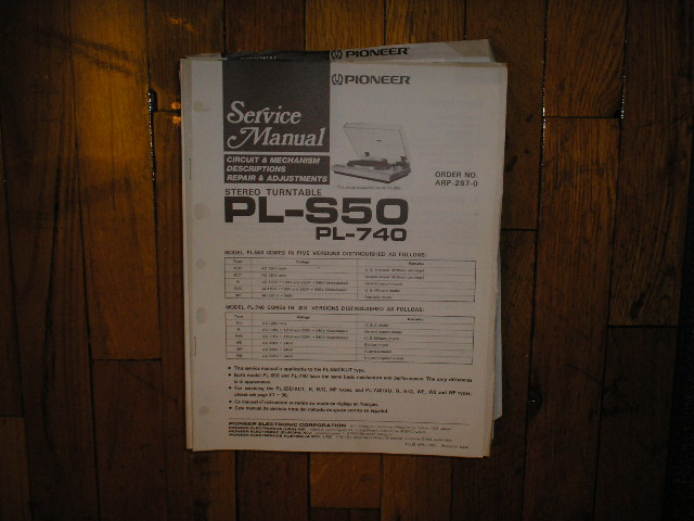 PL-S50 PL-740 Turntable Service Manual