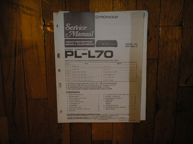 PL-L70 Turntable Service Manual