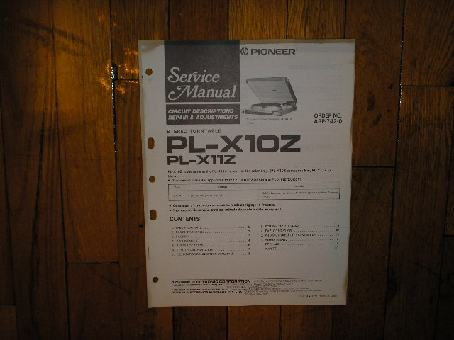 PL-X10Z PL-X11Z Turntable Service Manual