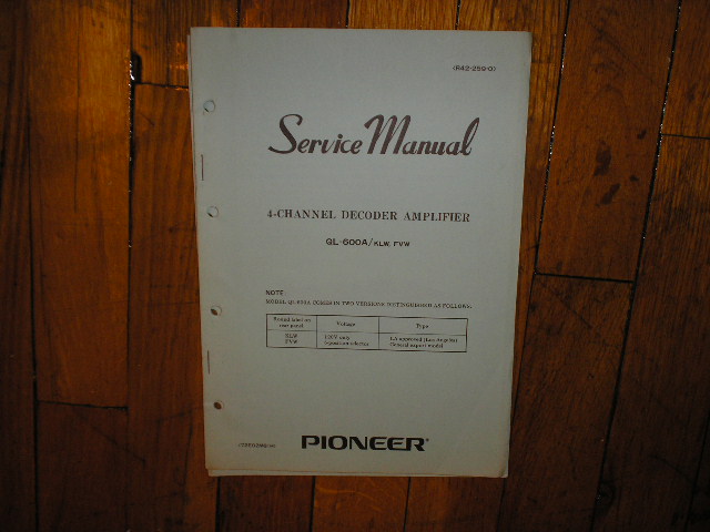 QL-600A Amplifier Service Manual KLW FVW Types