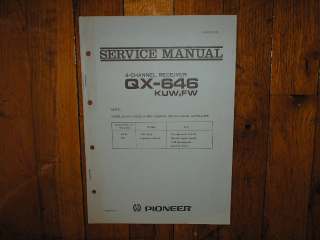 QX-646 4-Channel Receiver Service Manual for KUW and FW Versions. 2 Manual Set..