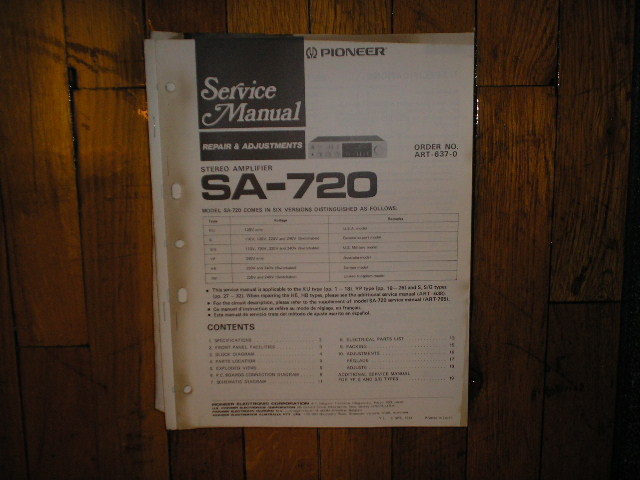 SA-720 Amplifier Service Manual