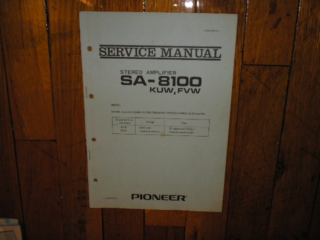 SA-8100 Amplifier Service Manual for KUW FVW Types