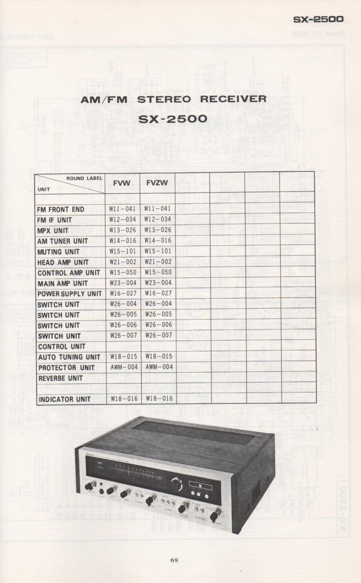SX-2500 Schematic Manual  PIONEER SCHEMATIC MANUALS