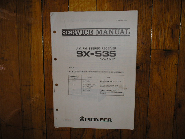 SX-535 Receiver Service Manual for KCU, FV,and GN Versions.