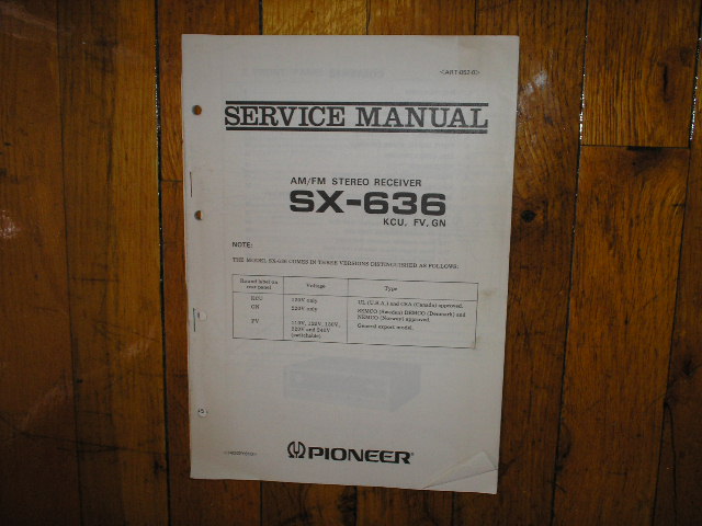 SX-636 Receiver Service Manual.  Pioneer