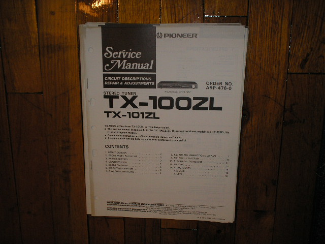 TX-100ZL TX-101ZL Tuner Service Manual  Pioneer