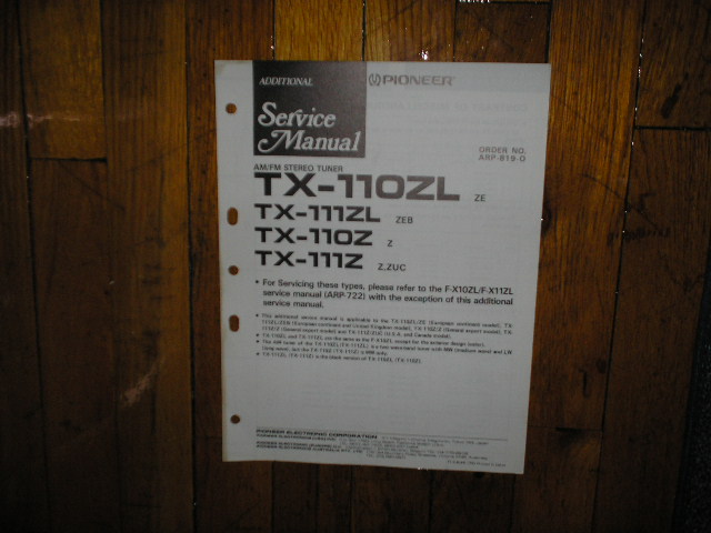 TX-110Z TX-110ZL TX-111Z TX-111ZL Tuner Service Manual  Pioneer