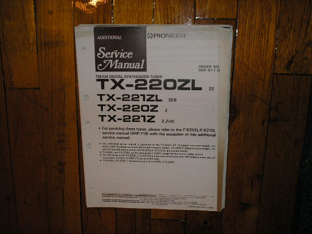 TX-220Z TX-220ZL TX-221Z TX-221ZL Tuner Service Manual  Pioneer