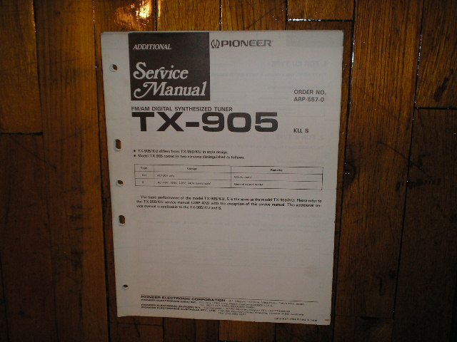 TX-905 Tuner Service Manual  Pioneer
