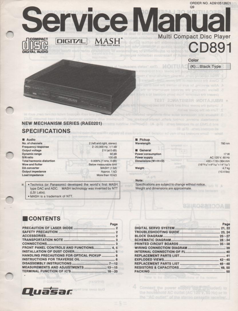 CD891 CD Player Service Manual