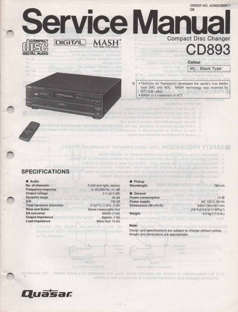 CD893 CD Player Service Manual