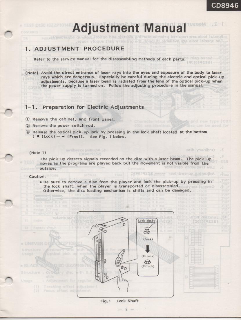 CD8946 CD Player Adjustment Manual