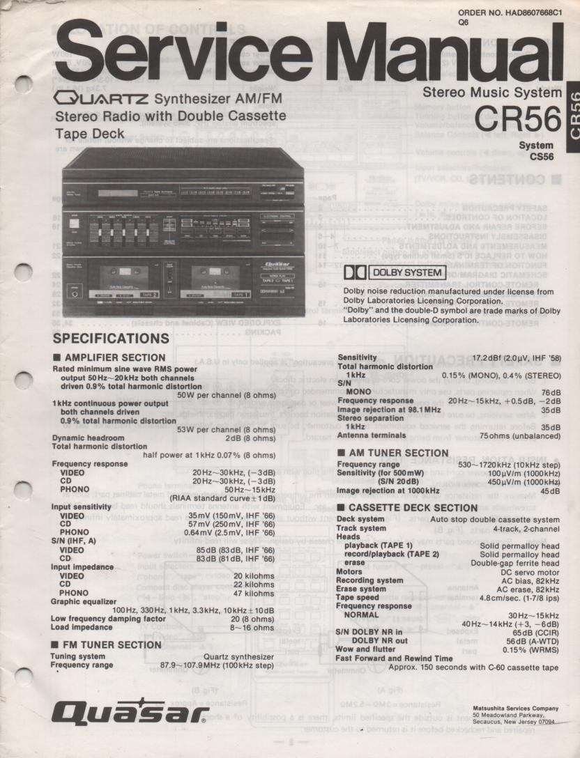 CR56 Stereo System Service Manual