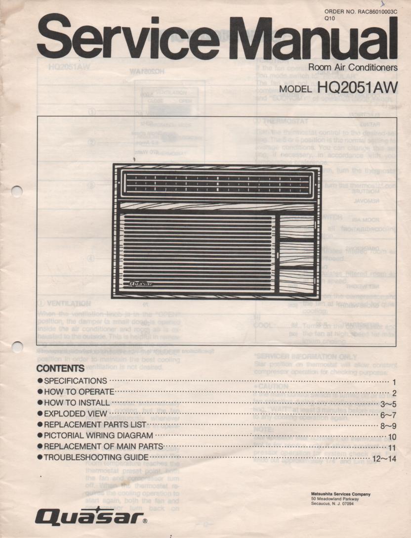 HQ2051AW Air Conditioner Service Manual