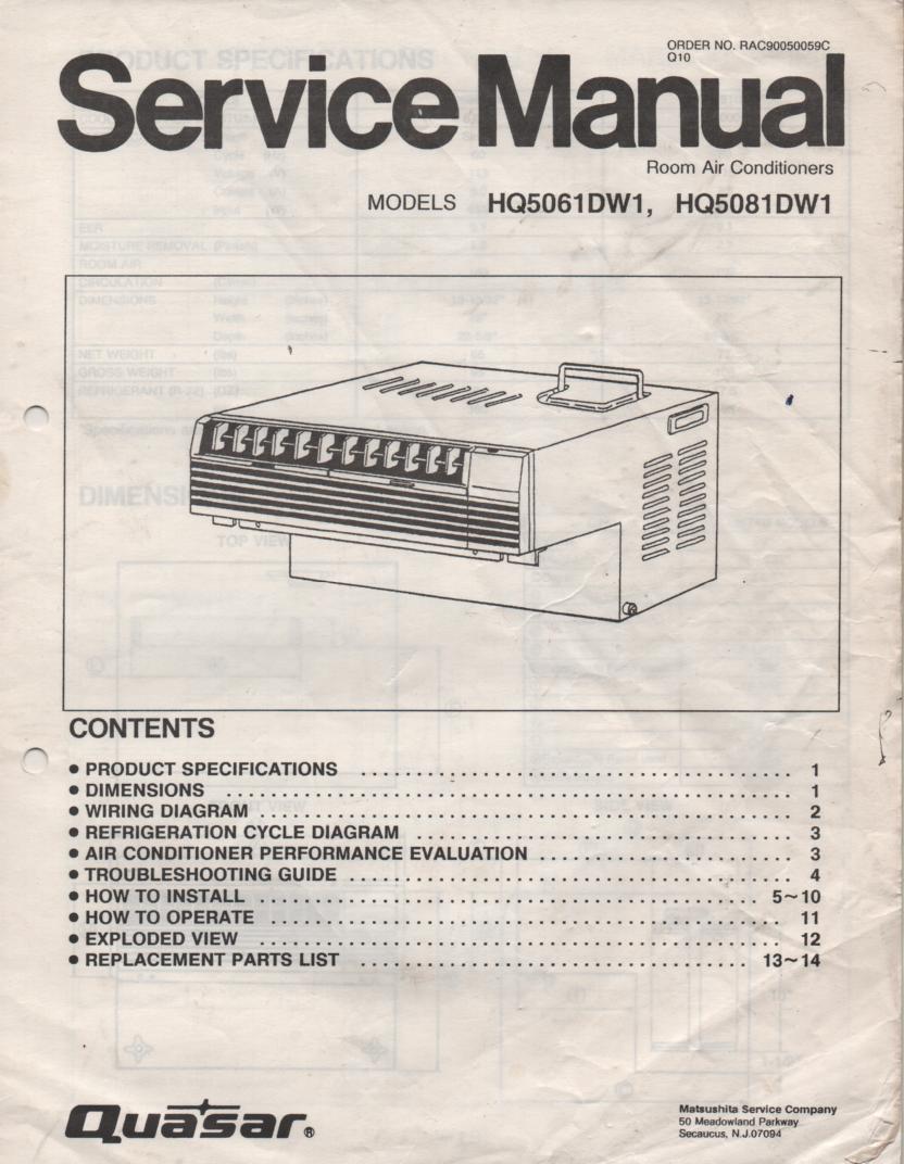 HQ5061DW1 HQ5081DW1 Air Conditioner Service Manual