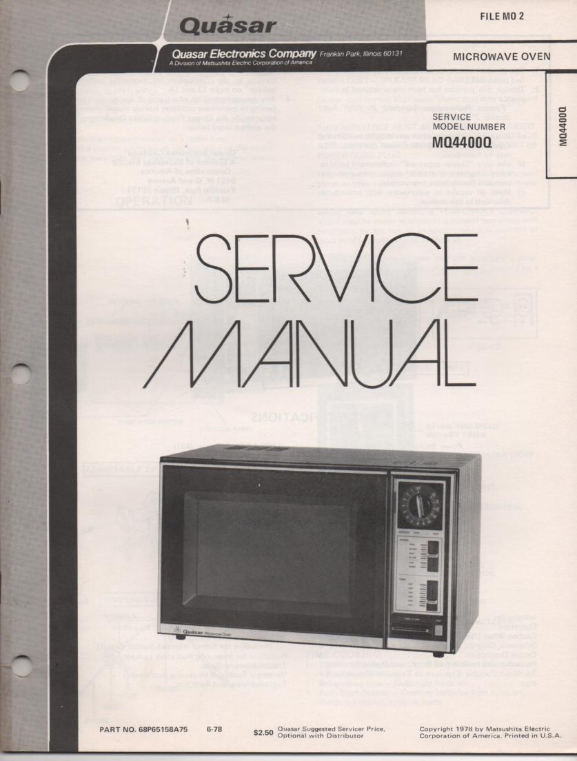 MQ4400Q Microwave Oven Service Instruction Manual