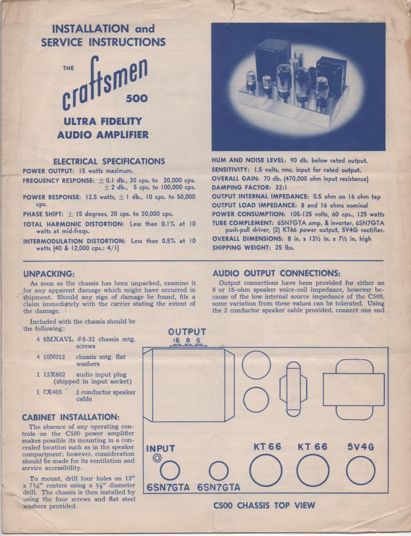 500  Amplifier Service Manual