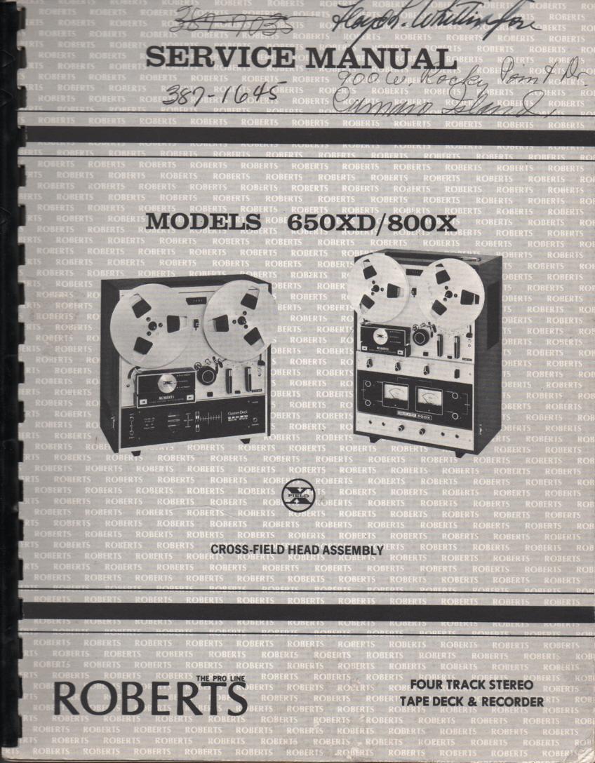 650XD 800X Reel to Reel Service Instruction Manual