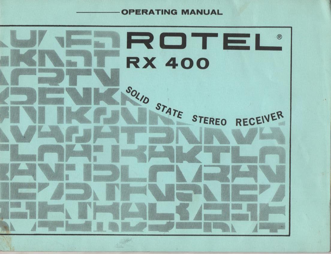 RX-400 Receiver Owners Manual with Schematic