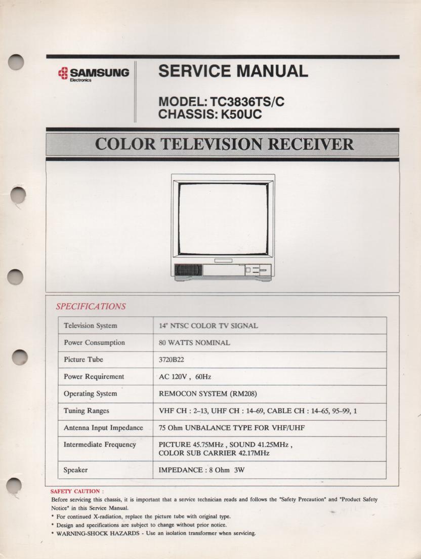 TC3836TS TN3866TC TELEVISION Service Manual K50UC Chassis Manual