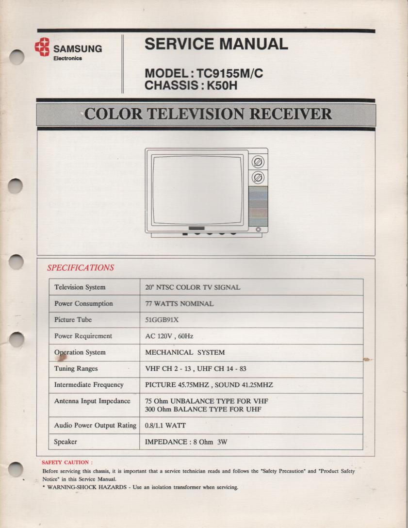 TC3145M TC9155M Television Service Manual K50H Chassis Manual