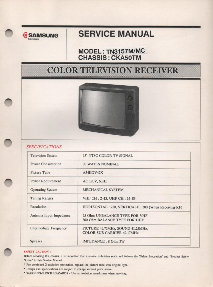 TN3157M TN3157MC Television Service Manual CKA50TM Chassis Manual