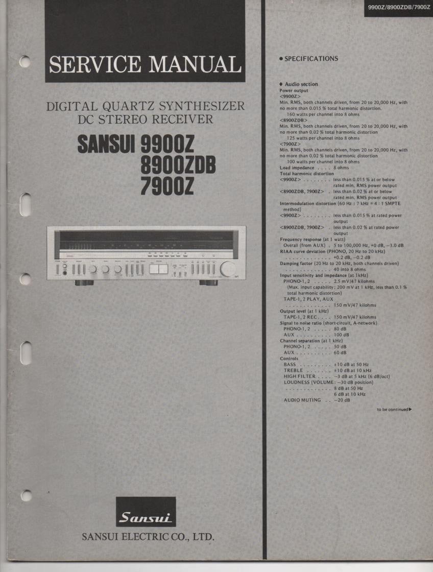 7900Z 8900ZDB 9900Z Receiver Service Manual  Sansui