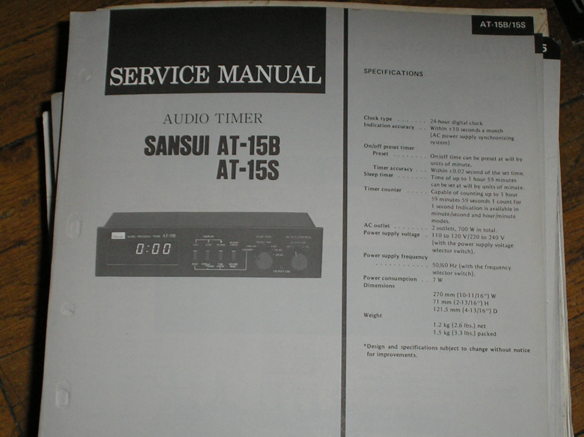 AT-15B AT-15S Timer Service Manual
