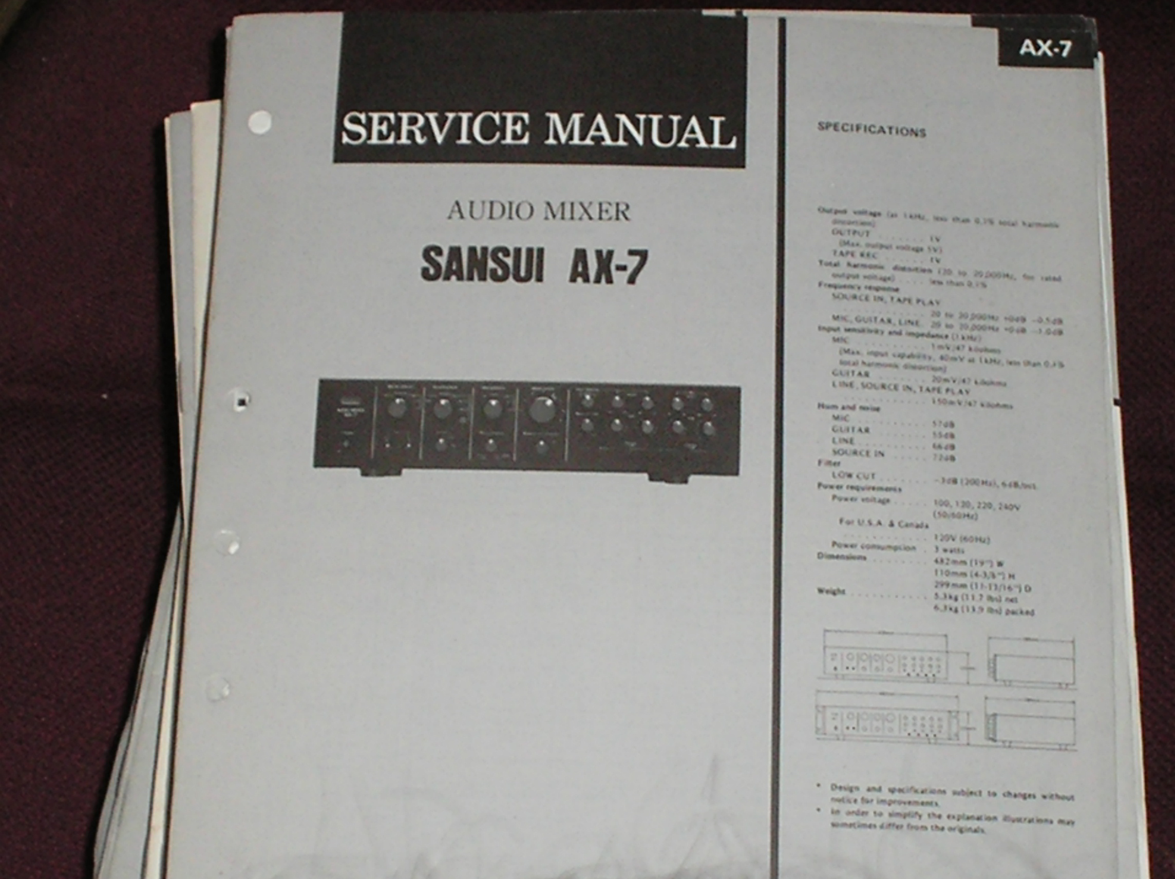 AX-7 Audio Mixer Service Manual