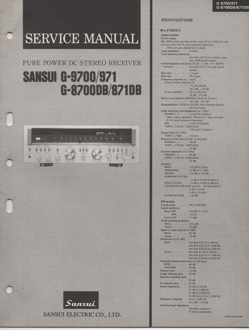 G-871DB G-971 G-8700DB G-9700 Receiver Service Manual