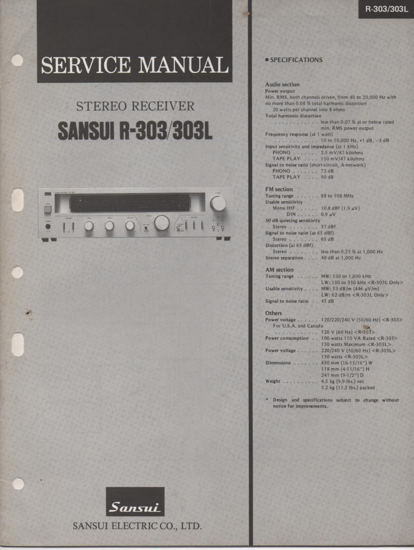 R-303 R-303L Receiver Service Manual  Sansui
