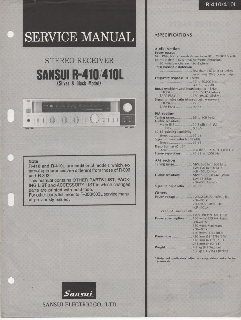 R-410 R-410L Receiver Service Manual