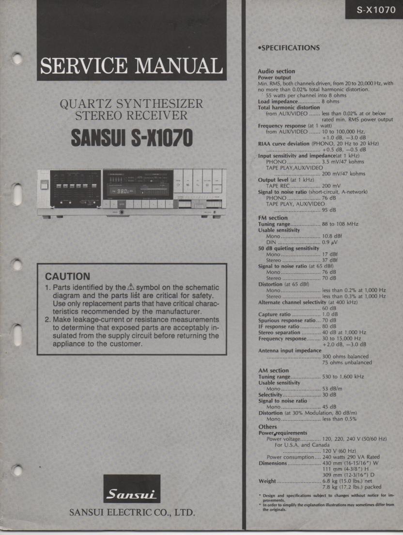 S-X1070 Receiver Service Manual