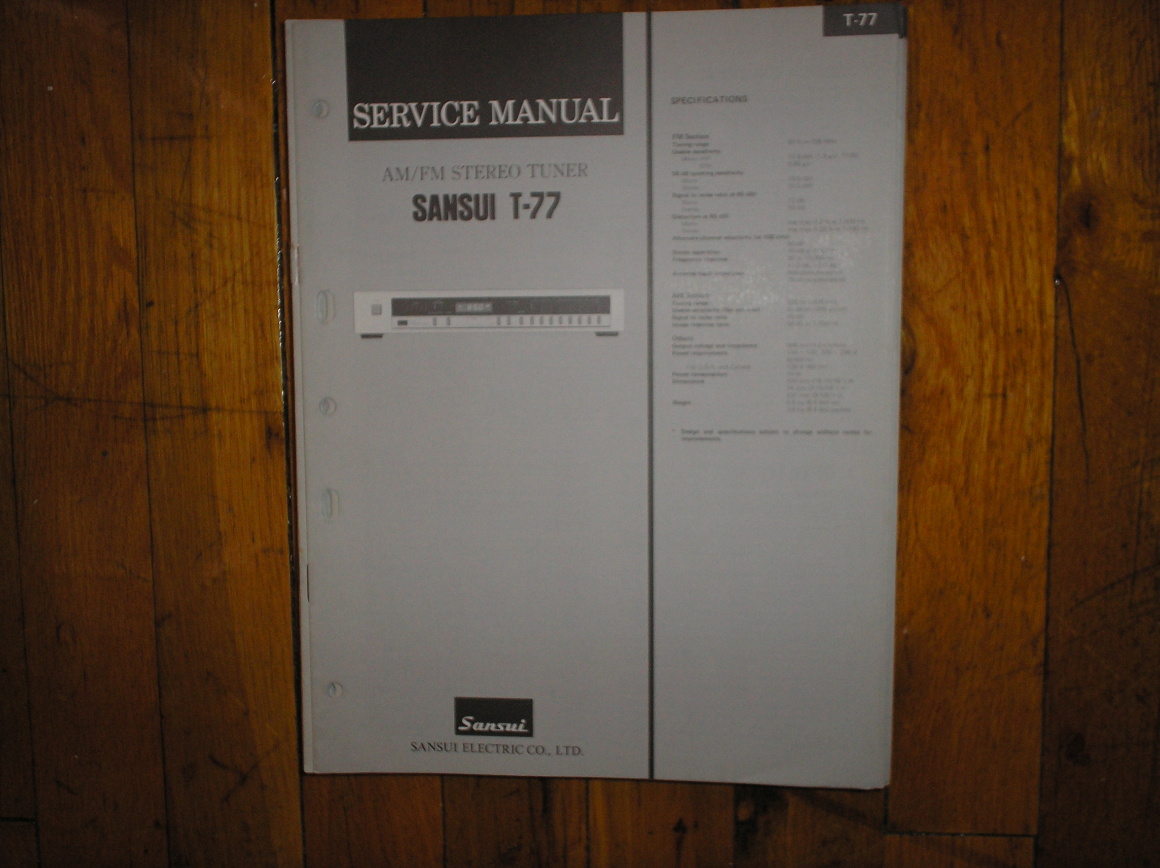 T-77 Tuner Service Manual  Sansui 