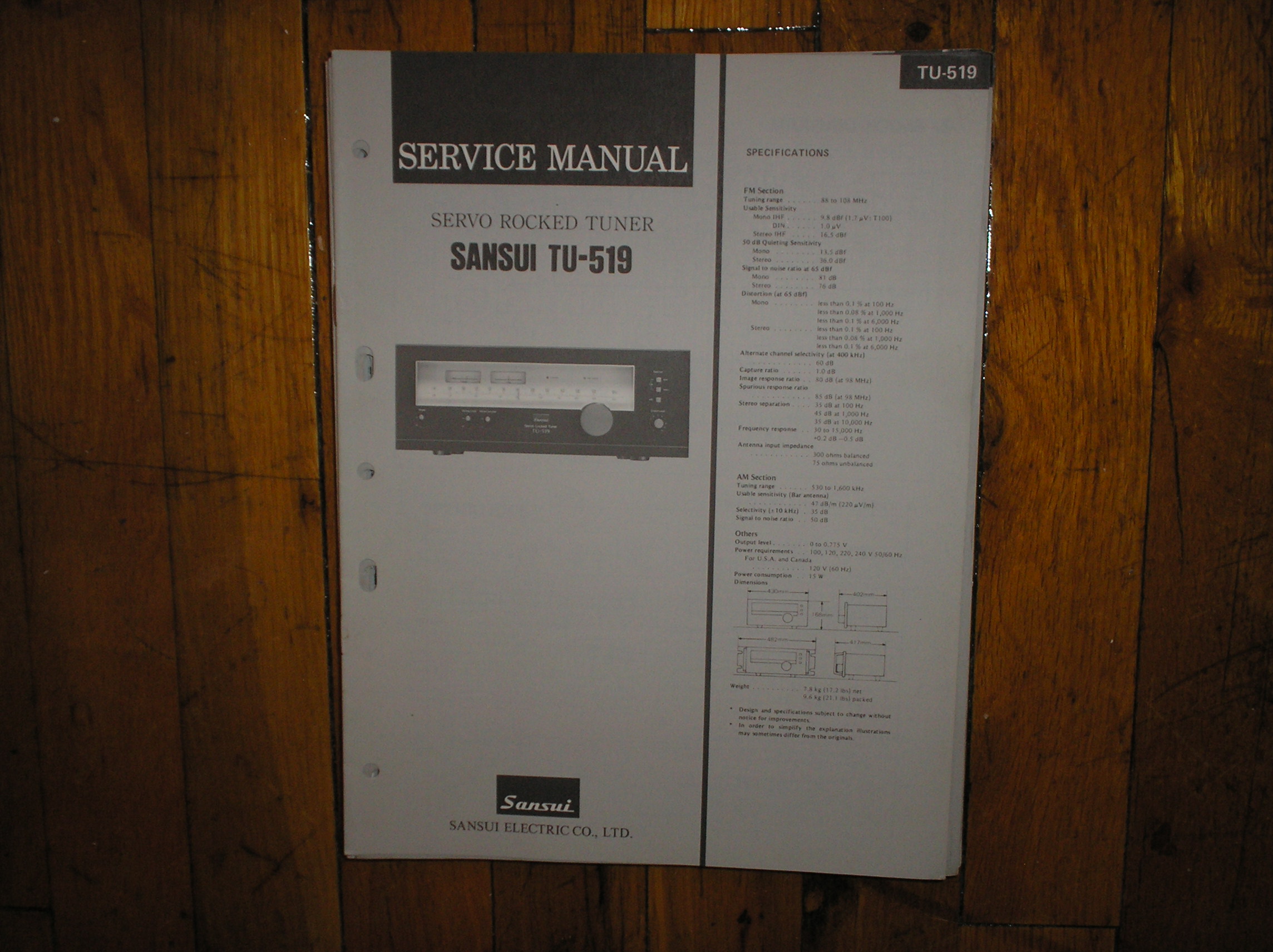 TU-519 Tuner Service Manual  Sansui 
