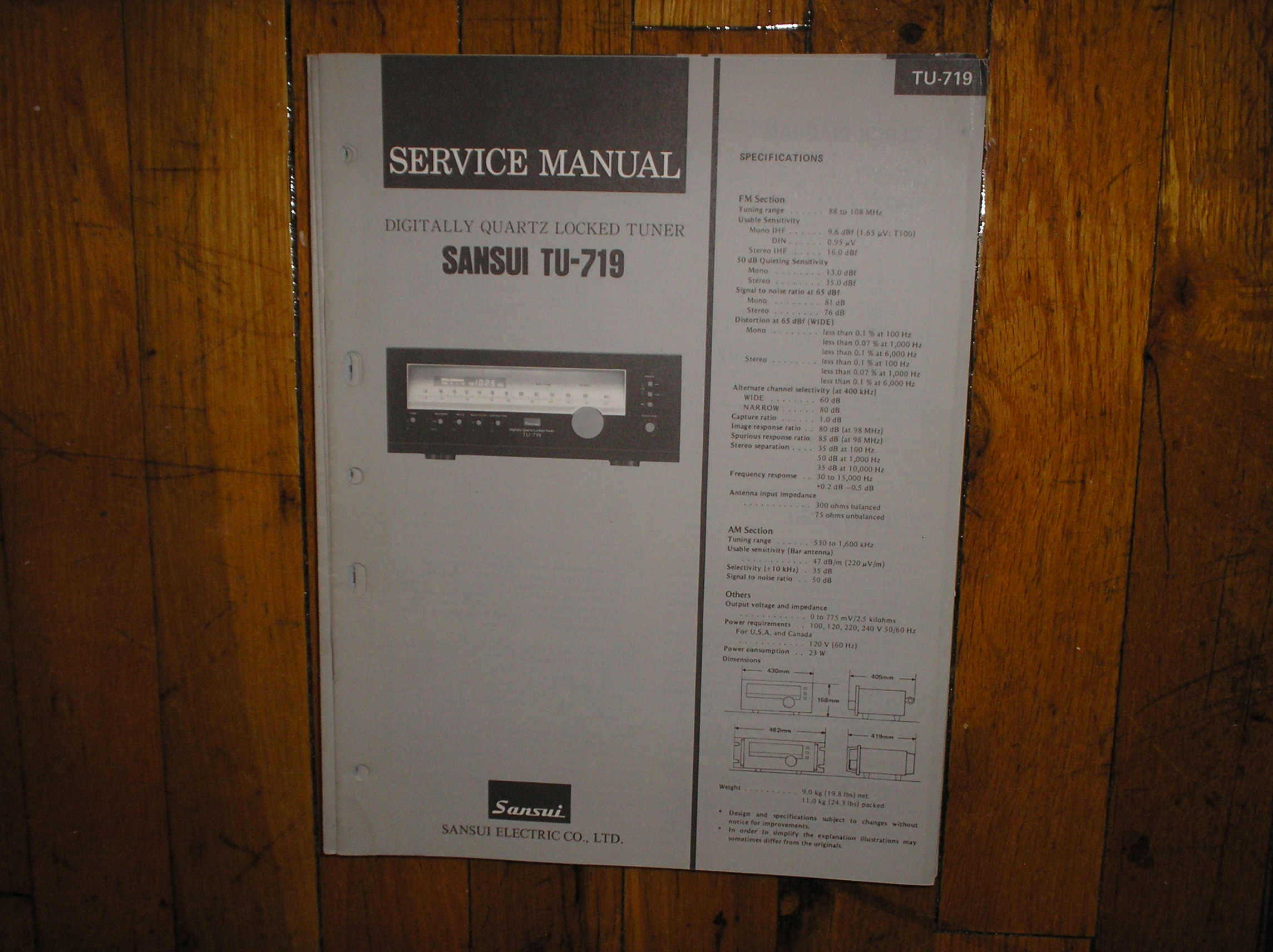 TU-719 Tuner Service Manual  Sansui 