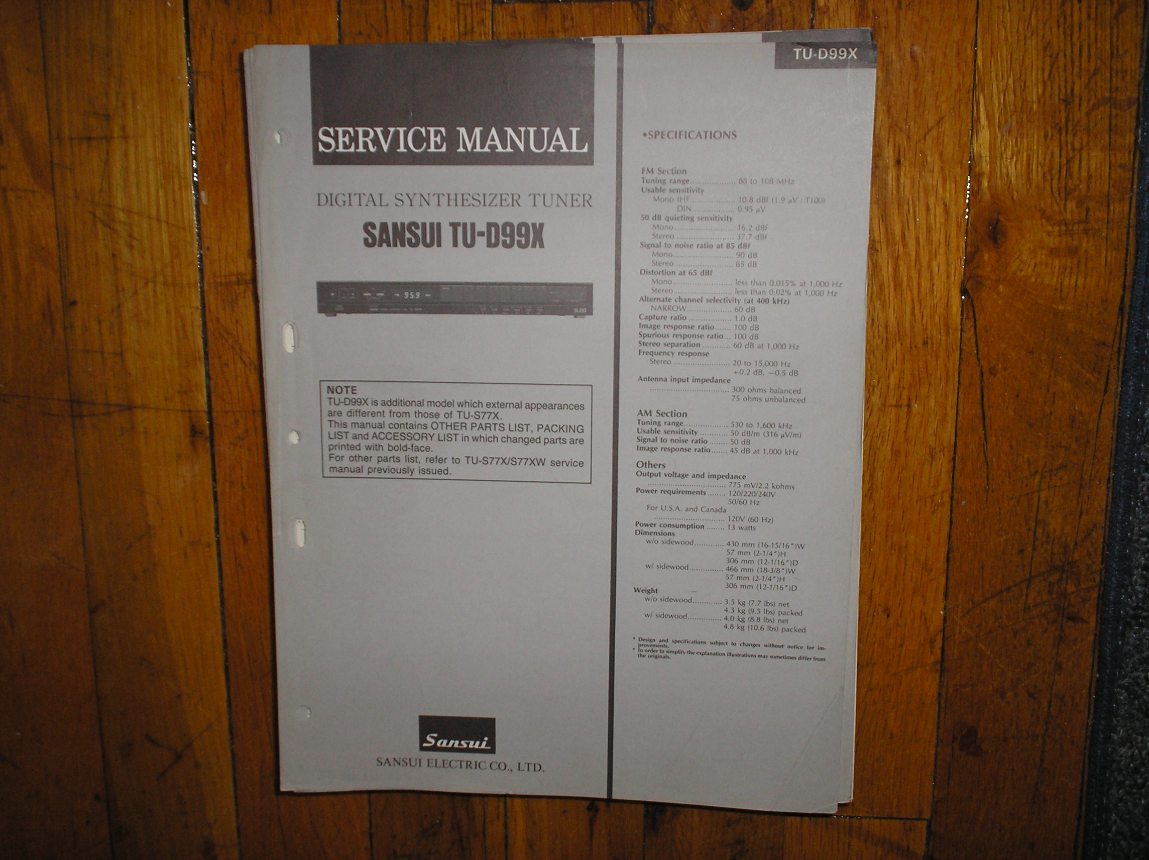 TU-D99X Tuner Service Manual  Sansui 