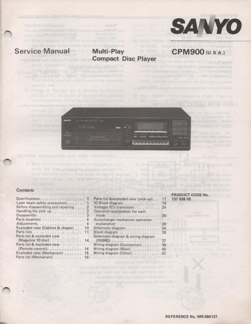 CP M900 Multi CD Player Service Manual