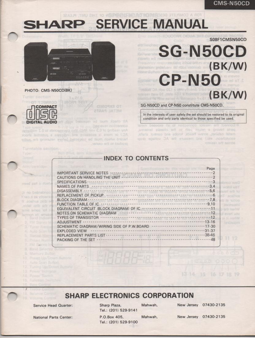 CMS-N50CD BK CP-N50 SG-N50CD Stereo System Service Manual