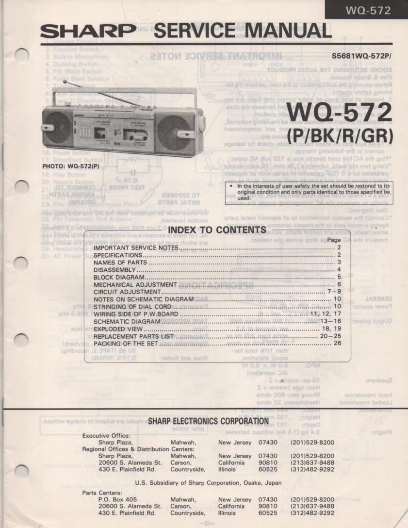 WQ-572 Radio Service Manual