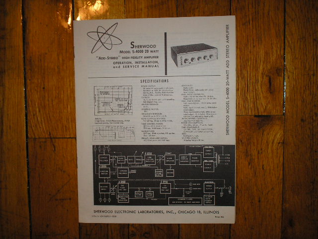 S-4000 Amplifier Operation Installation, Service Manual.
Tubes are 3 12AX7 or ECC83 1 7199 2 7189 or 6BQ5 1 6CA4 or EZ81..