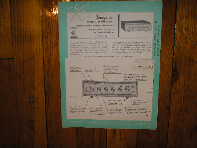 S-5000 II Amplifier Pre-Amplifier Operation, Installation, Service Manual. for Serial no. 533000 and up.  Tubes are 4 7868 6 12AX7 or ECC83