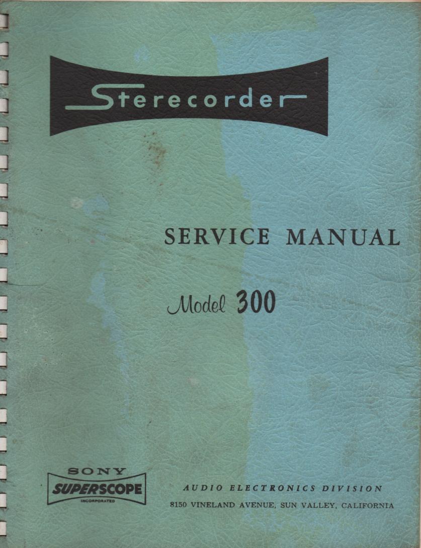 300 Reel to Reel Service Manual  Sony