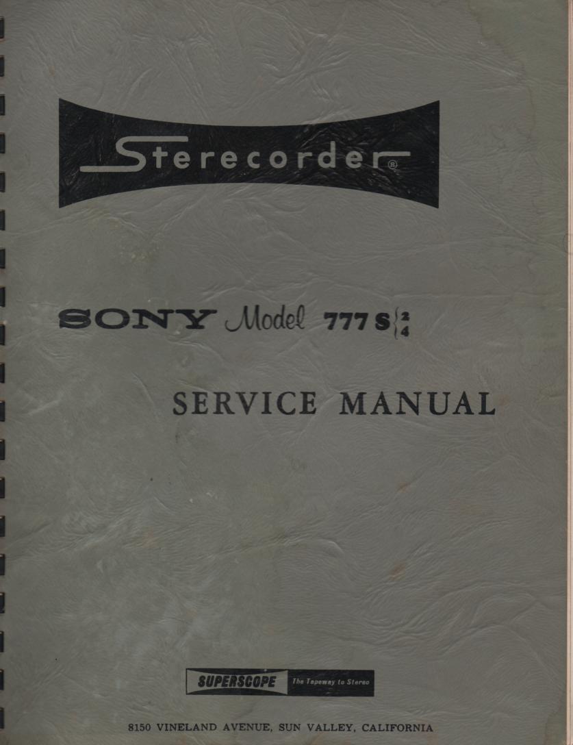 777S-2 777S-4 Reel to Reel Service Manual  Sony